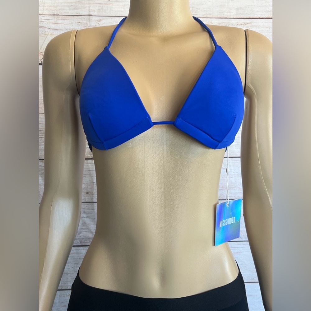 Misguided Women Cobalt Blue Halter Bikini Top NWT Size 10
